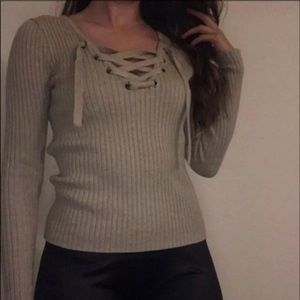 Hollister lace up sweater